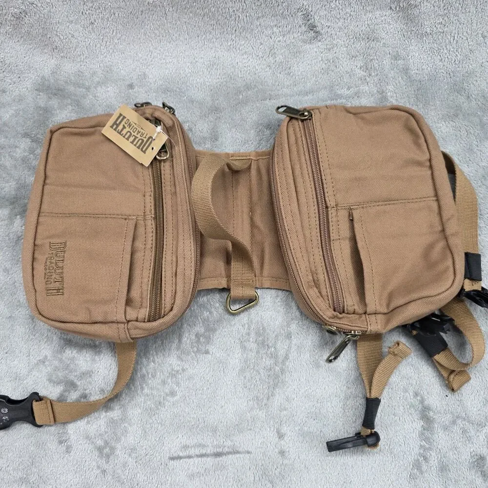Duluth Trading Company Fire Hose Dog Saddle Bags Harness Brown/Tan Size Medium